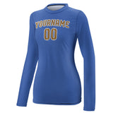 Custom Sky Blue Khaki Women's Long-Sleeve Shirt