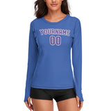 Custom Sky Blue Light Purple Women's Long-Sleeve Shirt
