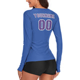 Custom Sky Blue Light Purple Women's Long-Sleeve Shirt