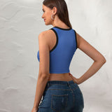 Custom Sky Blue Emerald Green Sleeveless Tank Top