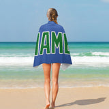 Custom Sky Blue Emerald Green Beach Towel