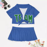 Custom Sky Blue Emerald Green Cheerleading Uniform Set