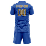 Custom Sky Blue Light Khaki Soccer Jersey