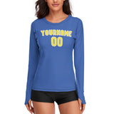 Custom Sky Blue Light Yellow Women's Long-Sleeve Shirt