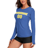 Custom Sky Blue Light Yellow Women's Long-Sleeve Shirt