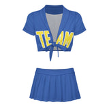 Custom Sky Blue Light Yellow Cheerleading Uniform Set