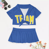 Custom Sky Blue Light Yellow Cheerleading Uniform Set