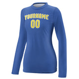Custom Sky Blue Light Yellow Women's Long-Sleeve Shirt