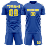Custom Sky Blue Light Yellow Soccer Jersey
