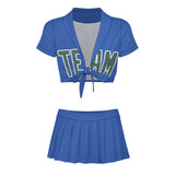 Custom Sky Blue Blue Green Cheerleading Uniform Set
