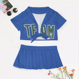Custom Sky Blue Blue Green Cheerleading Uniform Set