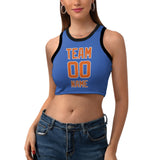 Custom Sky Blue Orange Sleeveless Tank Top