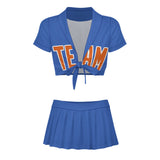 Custom Sky Blue Orange Cheerleading Uniform Set