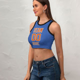 Custom Sky Blue Orange Sleeveless Tank Top