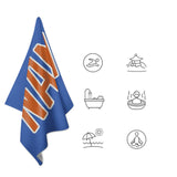 Custom Sky Blue Orange Beach Towel