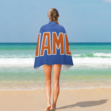 Custom Sky Blue Orange Beach Towel