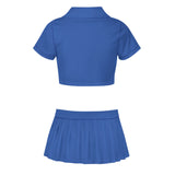 Custom Sky Blue Copper Rose Cheerleading Uniform Set