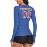 Custom Sky Blue Copper Rose Women's Long-Sleeve Shirt