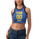Custom Sky Blue Gold Sleeveless Tank Top