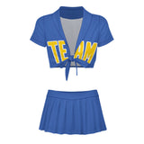 Custom Sky Blue Gold Cheerleading Uniform Set