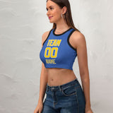 Custom Sky Blue Gold Sleeveless Tank Top