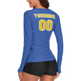 Custom Sky Blue Gold Women's Long-Sleeve Shirt