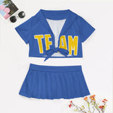 Custom Sky Blue Gold Cheerleading Uniform Set