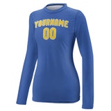 Custom Sky Blue Gold Women's Long-Sleeve Shirt
