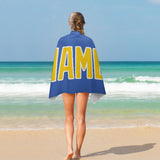 Custom Sky Blue Gold Beach Towel