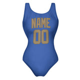 Custom Sky Blue Light Khaki Swimsuit