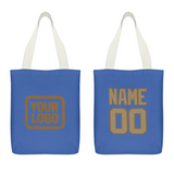 Custom Sky Blue Light Khaki Canvas Tote Bag