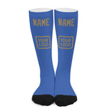 Custom Sky Blue Light Khaki Knee-High Sock