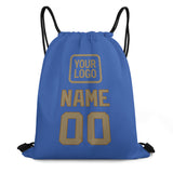 Custom Sky Blue Light Khaki Drawstring Bag