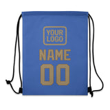 Custom Sky Blue Light Khaki Drawstring Bag