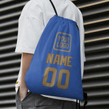 Custom Sky Blue Light Khaki Drawstring Bag