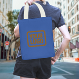 Custom Sky Blue Light Khaki Canvas Tote Bag