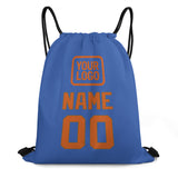 Custom Sky Blue Orange Drawstring Bag