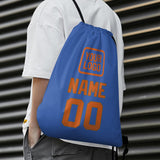 Custom Sky Blue Orange Drawstring Bag