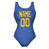 Custom Sky Blue Gold Swimsuit