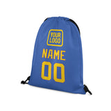 Custom Sky Blue Gold Drawstring Bag