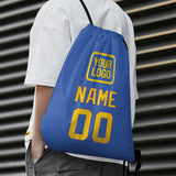 Custom Sky Blue Gold Drawstring Bag