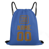 Custom Sky Blue Khaki Drawstring Bag