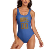 Custom Sky Blue Khaki Swimsuit
