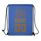 Custom Sky Blue Khaki Drawstring Bag