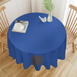 Custom Sky Blue Khaki Round Table Cloth