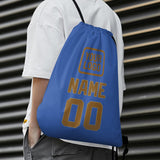 Custom Sky Blue Khaki Drawstring Bag