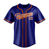 Custom Sky Blue & Orange Colors Design Sports Baseball Jersey