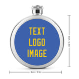 Custom Sky Blue Gold Hip Flask