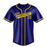 Custom Sky Blue & Gold Colors Design Sports Baseball Jersey