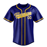 Custom Sky Blue & Gold Colors Design Sports Baseball Jersey